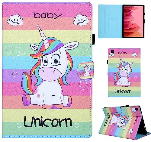 CXTCASE Funda para Samsung Galaxy Tab A7 10.4 2022/2020 (SM-T500/T509/T505/T507),Tablet Cárcasa Cuero PU Magnetica para Samsung Galaxy Tab A7 2022/2020,Unicornio Arcoiris