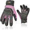 Vgo... Heavy Duty Work Gloves for Women,Synthetic Leather Yardwork Gardening Gloves,Impact Protection Construction Gloves,Vibration Reduction Mechanic Gloves Women Touchscreen 1Pair SL8849IP(Pink,L)