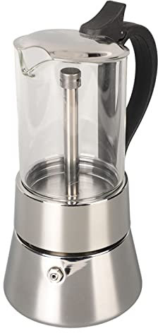 Estufa Cafetera Espresso, Cafetera Moka, Tapa De Cristal De Acero Inoxidable Estufa Moka Pot Cafetera Italiana Clásica Percolador Clásico Para 6 Tazas