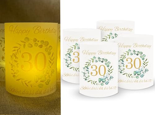 Sugeru 30. Geburtstag deko - 16 stück Lichthülle für Tischlicht & Teelicht Windlicht & Kerzen | 30. Geburtstag Frauen männer | Schön DASS du da bist | Party Windlichter Tischdeko | Durchmesser - 8cm