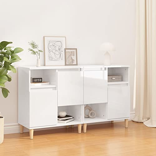 ADWOA Sideboards 2 Stk. Hochglanz-Kommode Weiß TüRen Sideboard Flur Schmal Eckkommode 60x35x70 cm Holzwerkstoff