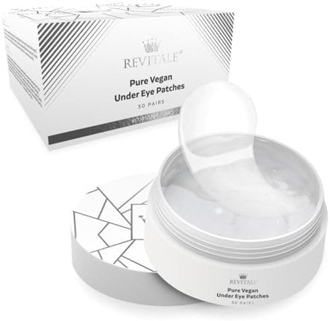Revitale Pure Vegan Under Eye Pflaster, hilft geschwollene Augen und Augenringe zu reduzieren, revitalisiert Masken für stumpfe Augen – nährt, erneuert, beruhigt (Topf – 30 Paar)