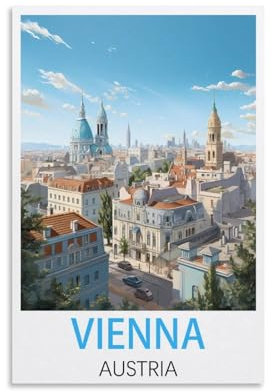 KmoNo Wien Österreich Vintage Reiseposter 20 x 30 cm Wanddekor Gemälde Leinwand Wandkunst Wohnzimmer Poster Schlafzimmer