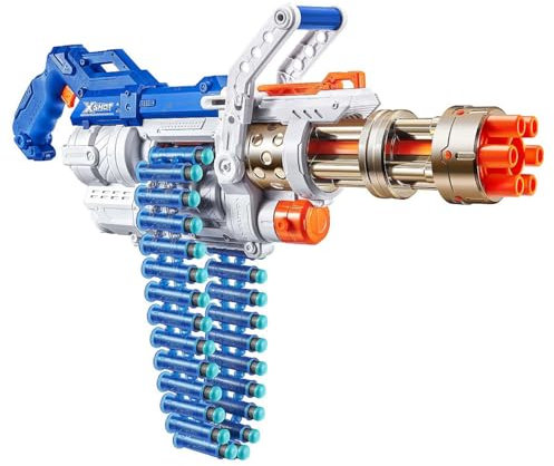 X-Shot Omega - Royale Edition - Slam-Fire Dart-Blaster mit goldenem Lauf, Munitionskette & 98 Darts