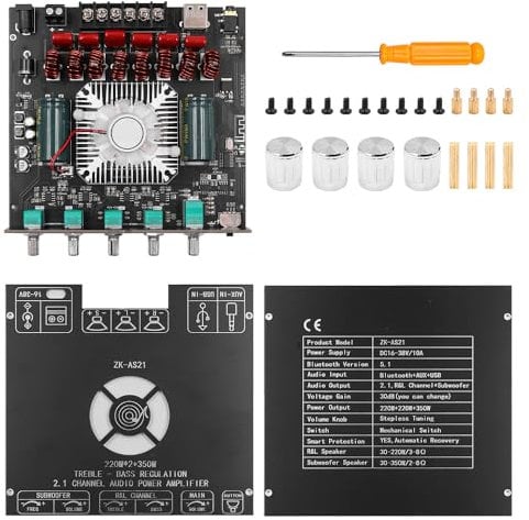 DollaTek 2.1 Scheda amplificatore di potenza Bluetooth con chip TPA3255 220W x 2+350W Modulo amplificatore audio altoparlante Bluetooth