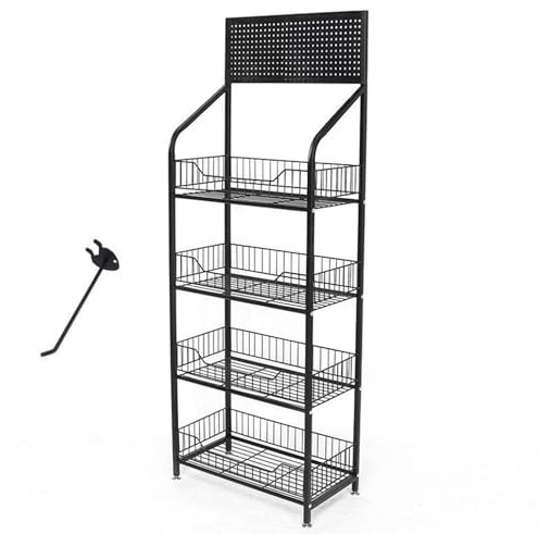 Ladenregale Einzelhandel - 140x50x27 cm Supermarktregale - Ladeneinrichtung Verkaufsregal - Lagerregal mit 4 Fachböden - Werkstattregal mit 10 x Lochwand Haken, Kellerregal, Garagenregal, Metallregal