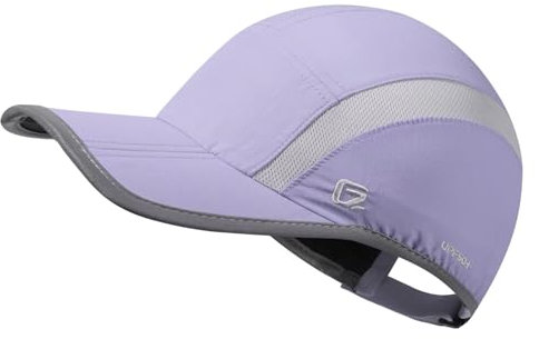 GADIEMKENSD UPF50+ Quick Dry Sports Hat Lightweight Breathable Reflective Outdoor Running Cap (Folding Series, Light Purple)