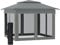 Outsunny 3 x 3(m) Pop Up Gazebo, Double-roof Garden Tent with Netting and Carry Bag, Party Event Shelter for Outdoor Patio, Dark Grey