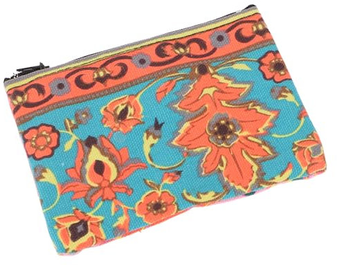 GURU SHOP Buntes Boho Portemonnaie, Upcyceling Geldbeutel aus Stoff - Türkis, Unisex - Erwachsene, Baumwolle, 10x13x1 cm