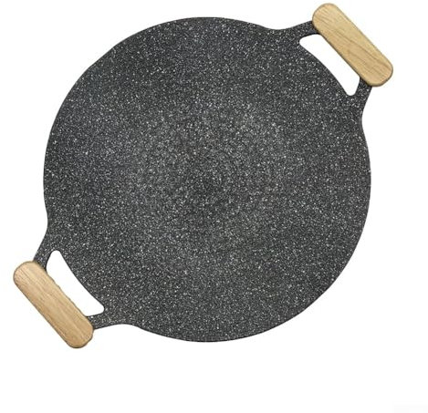 Bandeja de Piedra Multifunción Con Asa - Sartén Coreana Antiadherente Para Barbacoa y Acampar Al Aire Libre (36 cm)