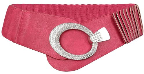 irisaa breiter Damen Gürtel Elastischer Taillengürtel, Hüftgürtel Stretch Gürtel mit Hakenverschluss, Damen Taillengürtel 2020:Hellrot Strass, Damen Taillengürte Größe:ONE SIZE