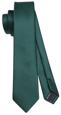HISDERN Krawatte für Herren 6cm schmale Krawatten dunkelgrün schmale Seidenkrawatte klassische Hochzeit Party, Business-Krawatten