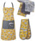 Cooksmart 5 Piece Apron, Double Oven Gloves & Tea Towels Set | Set of Aprons, Tea Towel & Oven Gloves Double Perfect For Any Kitchen | Oven Glove, Kitchen Apron & Tea Towels For Kitchen - Retro Meadow