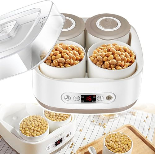 Étuve À Yaourt Électrique, Avec Contrôle De Température Réglable Et 4 Récipients En Céramique, Machine À Yaourt Automatique De 2 L Pour Magasin De Desserts De Bar À Domicile