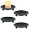 TIED RIBBONS Plate Holders Set of 4 Black Pillar Candle Holder Metal Candle Holder Modern Candle Holders for Pillar Candles, Living Room, Table Centerpiece, Diwali Decorations, Ganesh Chaturthi
