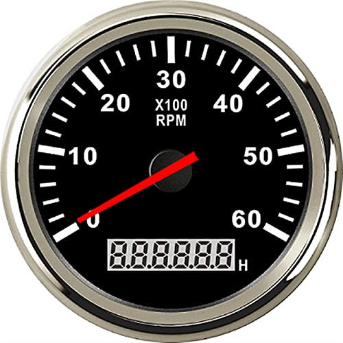 Tachometer New 3-8K RPM Tacho Tachometer Gauge REV Counter With Hour Meter 85mm Gasoline 12V 24V Red Backlight(6K-BS)