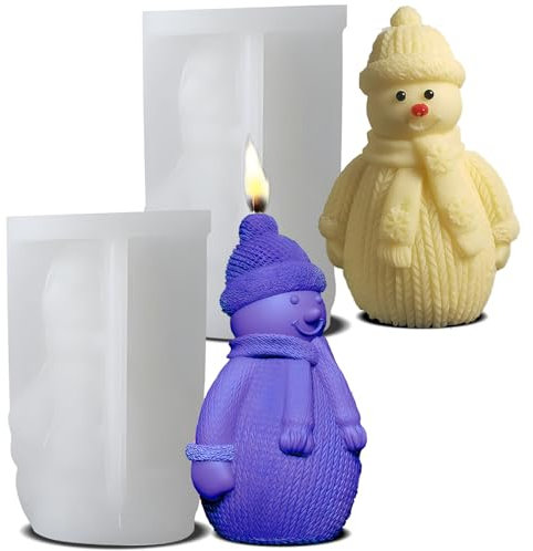 ZHYLUO Moule 3D Silicone Noël 2 Pièces - Moules à Bougies Bonhomme De Neige pour Bougies Parfumées, Savons, Bonbons, Chocolat