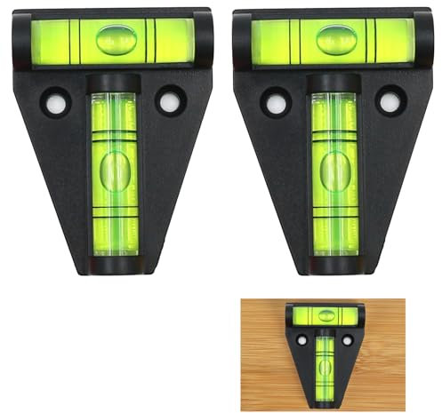 2 Pcs T Type Spirit Level, 2 Way Bubble Leveling Device Small Cross Check Spirit Bubble Level Mini Caravan Leveller Devices, Motorhome Gadgets Levellers (Black T Type Spirit Level, 2)