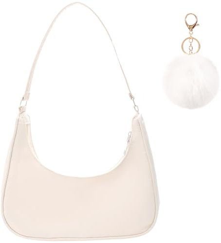 Umhängetasche Damen Handtasche, Handtasche Damen Klein, 90s Women's Shoulder Bag, Handtasche Vintage Nylon, Y2K Fashion Handtaschen für Frauen Dating, Reisen, Einkaufe (Beige)