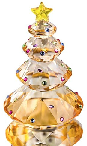 HDCRYSTALGIFTS Figura de árbol de Navidad de cristal coleccionable de 3.5 pulgadas, pisapapeles de cristal, adorno de mesa, regalo creativo de Navidad (champán)