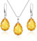 Linawe Silber Schmuck Set Schmucksets für Damen, Gelb Ohrringe Silber Hängend Anhänger Ohrringe Set, Kette Halskette Kettenanhänger Silber, Damenohrringe Earrings Necklace Women