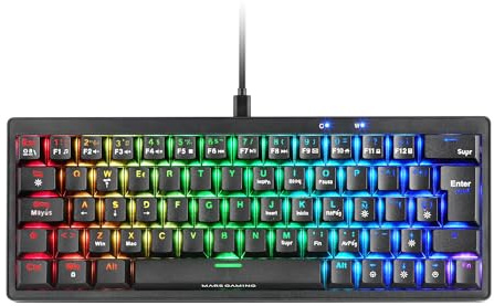 Mars Gaming MKMINIPRO, Italienisch, Mechanische Ultra-Kompakte 60 Prozent Tastatur, Hot-Swap-fähig Mechanische Switches, RGB Chroma, Gaming-Tastatur mit Antighosting, Leise Switches, Schwarz