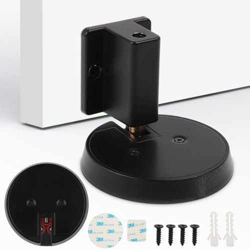SSYR&P 2025 Spring Mechanical Door Stop, Adjustable Door Stop, Self Adhesive Door Stop, Windproof Mechanical Noiseless Door Stop, No Drilling or Screws Required (Black)