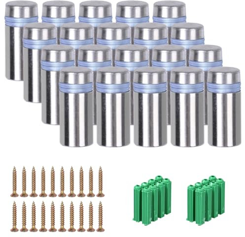 OWLMATE 20 Abstandshalter Wand, Abstandshalter Edelstahl, Abstandhalter für Montieren und Befestigung Glas Spiegel Acryl Poster Bilderrahmen (12X25MM)