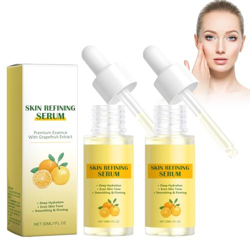 2PCS Grapefruit-Gesichtsserum, Feuchtigkeitsserum Gegen Pigmentflecken, Pickelmale und Altersflecken, Feuchtigkeitsspendendes Serum und Aufhellung, Anti Aging Gesichtsserum