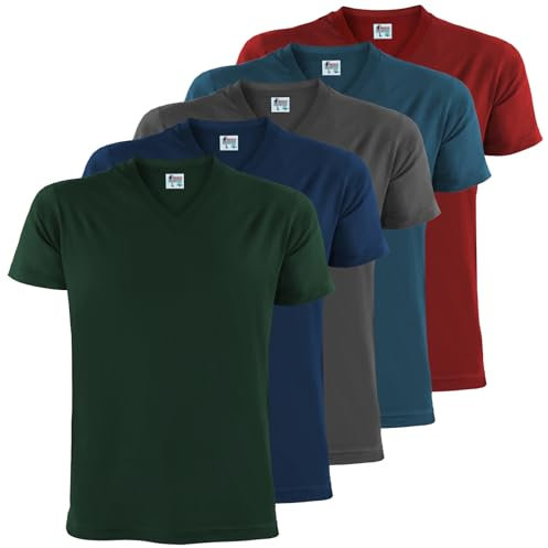 ALPIDEX T-Shirt Camisetas Hombre Pack de 5 Cuello de V Camisa de Manga Corta Algodón Shirt Men Casual Unicolor S M L XL XXL 3XL 4XL 5XL, Tamaño:XXL, Color:Earth