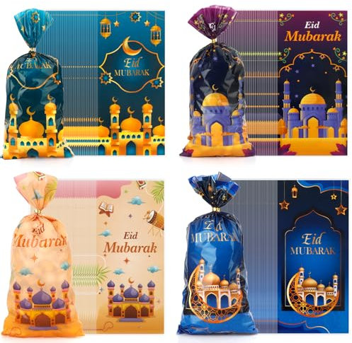 120 Stück Ramadan Tüten Zum Befüllen Bayram Geschenktüten Mit Twistband Eid Mubarak Dekoration Ramadan Kalender Tüten Süßigkeiten Zellophantüten Eid Mubarak Partytüten Cellophantüten