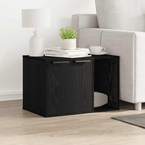 Brokky 865986 Cat Litter Box Enclosure Black Oak 60x40x40 cm Engineered Wood Cat Litter Box Enclosure, Hidden Litter Box Furniture, Tall Legs, Cat House, Side End Table