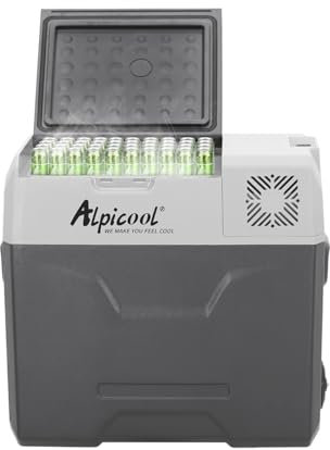 Alpicool ECX40 40L Compressor Car Refrigerator, Portable Camping Fridge DC 12v Freezer for Truck, Campervan, RV, Boat, -20℃ to 20℃, with Telescopic Handle, Rechargeable (Battery not included)