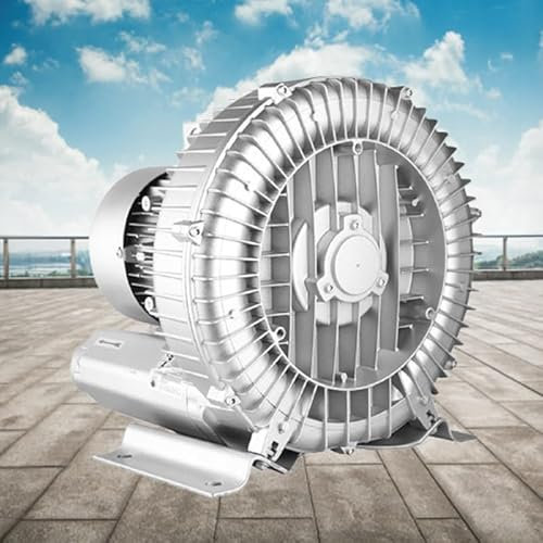 Ventola rigenerativa argento 110 V 50 Hz bobina ad alta pressione ventola ad anello 0,47 HP 0,5 HP 0,74 HP 1,01 HP 1,49 HP pompa industriale vuoto per soffiaggio o aspirazione dell'aria (370 W/0,5 HP)