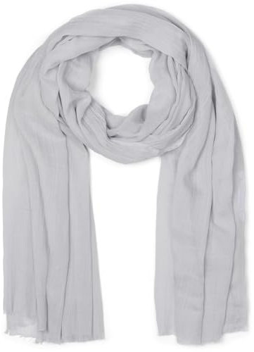 styleBREAKER Damen Schal Leicht & Transparent mit kurzen Fransen | Einfarbiges Halstuch für Frühling und Sommer | Weiches großes Schultertuch 188 x 100 cm, Farbe:Hellgrau
