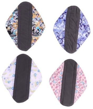 UTHCLO Toallas Sanitarias Lavables De Carbón De Bambú 4 Unidades Tamaño l Reutilizables Protección Ecológica Cuidado Menstrual Femenina