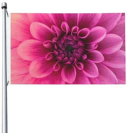 Pinke Dahlie-Flagge, 90 x 152 cm, lustiges Outdoor-Banner, Urlaub, Gartenflagge, Willkommensbanner, Haus, Garten, Hof, Rasen, Dekoration, Flaggen, für drinnen und draußen, doppelseitiger Druck