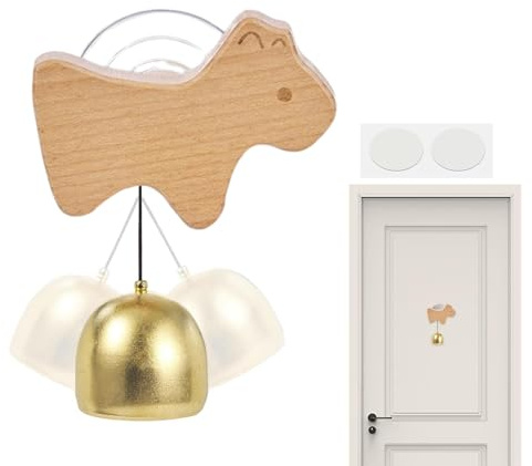VPbao Wooden Doorbell Shopkeeper Bell for Door Opening Entrance Small | Animal Wind Chimes Children Safety Fridge Opening Wood Animal Ornament Shopkeeper Bell Suction Cup Door Bell