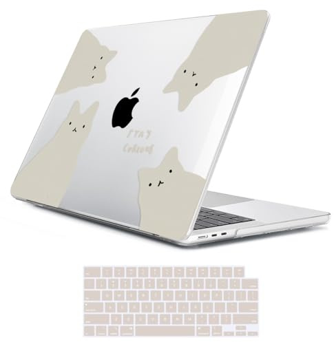 HOHAIYOO for 2025 2024 2023 2022 MacBook Air 13 inch Case M4 A3240 M3 A3113 M2 A2681 with Touch ID& 13.6 Liquid Retina Display, Plastic Hard Shell&Keyboard Cover&Screen Film&Webcam Cover, Cats