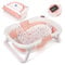 Baby Badewanne, Babywanne Platzsparend & Faltbar, Mit Integriertem Thermometer, Rutschfestem Badekissen Und Abflussloch, Platz Sparen, Portable Babywanne für Neugeborene Und Kleinkinder