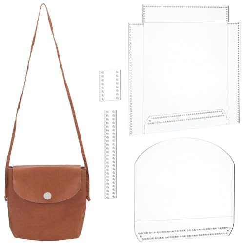 WEBEEDY Schultertasche Acrylschablone Klar Leder Muster Schablone Für Erwachsene Anfänger Wiederverwendbare Leder Tasche Nähschablone Set Handgemachtes Schultertasche Herstellungsset