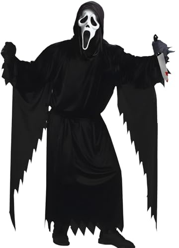 LXUBDXY Ghostface Costume, Unisex Scream Costume con Ghostface Mask, Cintura, Guanti e Coltello da Puntello, Vestito Scream per Halloween Carnevale Cosplay Feste (M)