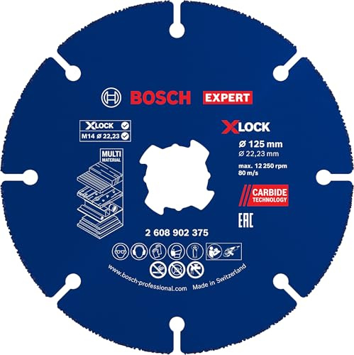 Bosch 1x Expert Carbide Multi Wheel Cutting Disc, X-Lock (for Hardwood, Wood with Nails, Ø 125 mm, Professional Accessory Small Angle Grinder)