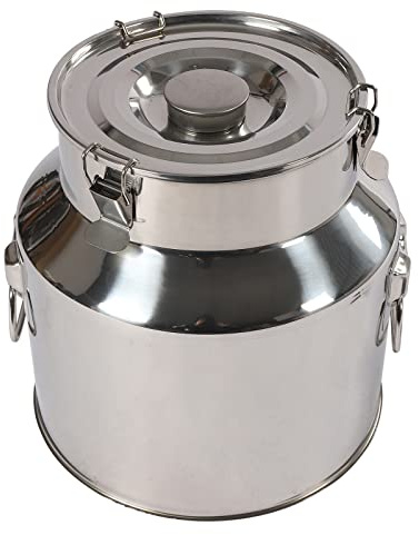 Jarra de transporte de acero inoxidable de 22 L, hermético, 30 x 30 cm, con junta de silicona para leche, vino, aceite y alimentos secos