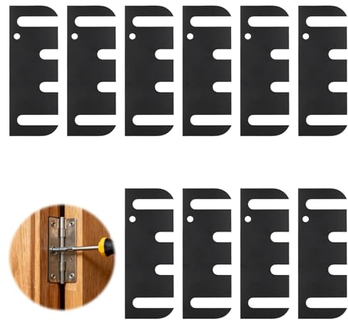 10pcs Door Hinge Shims, 10cm/4 Inch Stainless Steel Hardware Hinge Washers Adjustable Spacer for Doors Filling Gaps Align for Repair Kit (Black)