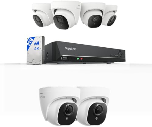 Reolink 4K PoE Security System Value Bundle: 8CH NVR with 2TB HDD & 4x 8MP Cameras + 2 Additional 5MP HD Outdoor Cameras | Person/Vehicle Detection, Night Vision, 24/7 Recording, IP67 Waterproof