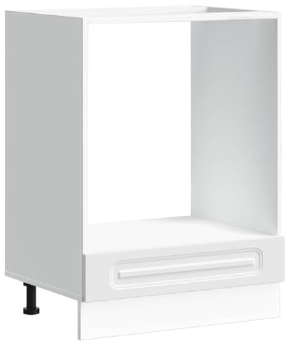 GeenYuu Herdumbauschrank Kalmar Weiß aus Holzwerkstoff mit 60x46x81,5 cm, verstellbaren Füßen, langlebig und pflegeleicht, ideal als Küchenunterschrank für Backofen und Stauraum