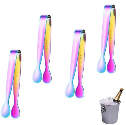 4 Stück Zuckerzange,Candybar Zangen,Eiswürfelzange,Edelstahl Eiswürfel,Eiszange,Servierzange,Küchenzange,Zuckerwürfel,Metallzange,Professionelle Gebäckzange für Eiswürfel,Dessert, Buffet (Fantasie)