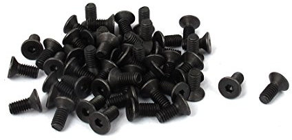 sourcing map 50 Stück M2,5 x 6mm Senkkopfschrauben Carbon Stahl Flachkopfschrauben Senkkopfschrauben mit Innensechskant