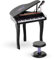 HOMCOM 37 Keys Kids Mini Electronic Keyboard Children Grand Piano with Stool Microphone Light Musical Instrument Educational Game Toy Set (Black)